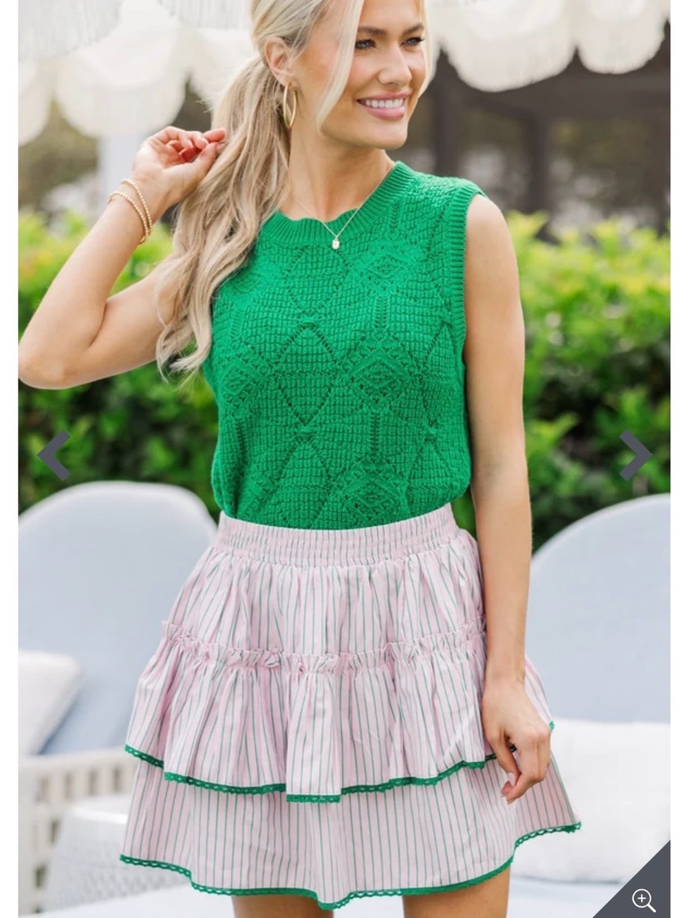 New Shop the Mint Green and Pink Stripe Tiered Skirt XS